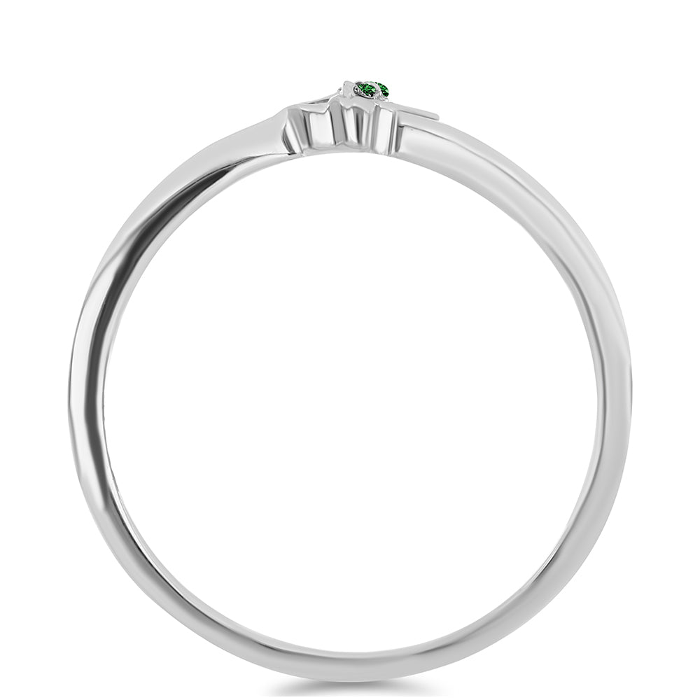 Inel din Argint 925 ( 1.36 grame ) cu Diamant Verde 0.01 Carate 2 