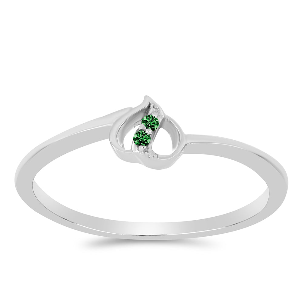 Inel din Argint 925 ( 1.36 grame ) cu Diamant Verde 0.01 Carate 3 