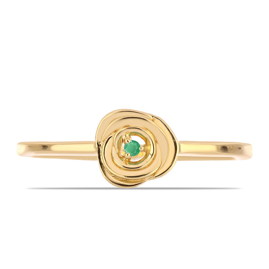 Inel din Argint 925 Placat cu Aur ( 2.33 grame ) cu Smarald Brazilian 0.02 Carate