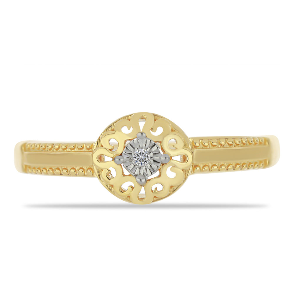 Inel din Argint 925 Placat cu Aur ( 1.91 grame ) cu Diamant Alb 0.01 Carate 1 