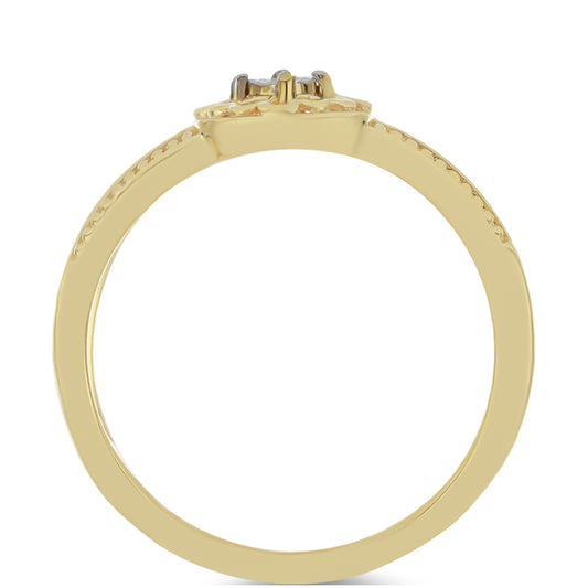 Inel din Argint 925 Placat cu Aur ( 1.91 grame ) cu Diamant Alb 0.01 Carate