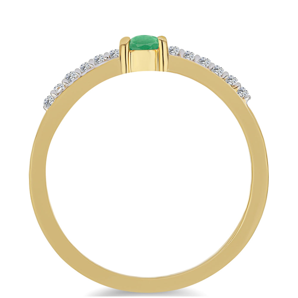 Inel din Argint 925 Placat cu Aur ( 1.48 grame ) cu Smarald Brazilian și Zircon Alb 0.32 Carate