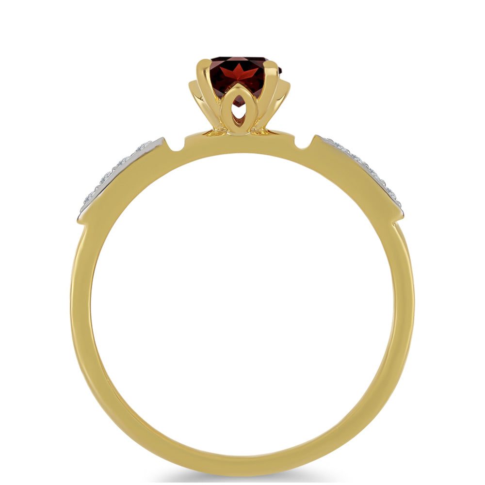 Inel din Argint 925 Placat cu Aur ( 2.1 grame ) cu Granat Barton și Zircon Alb 0.74 Carate 2 