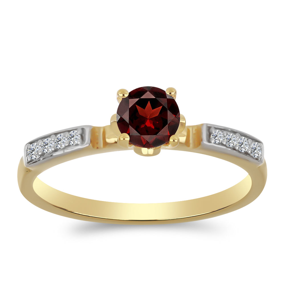 Inel din Argint 925 Placat cu Aur ( 2.1 grame ) cu Granat Barton și Zircon Alb 0.74 Carate 3 
