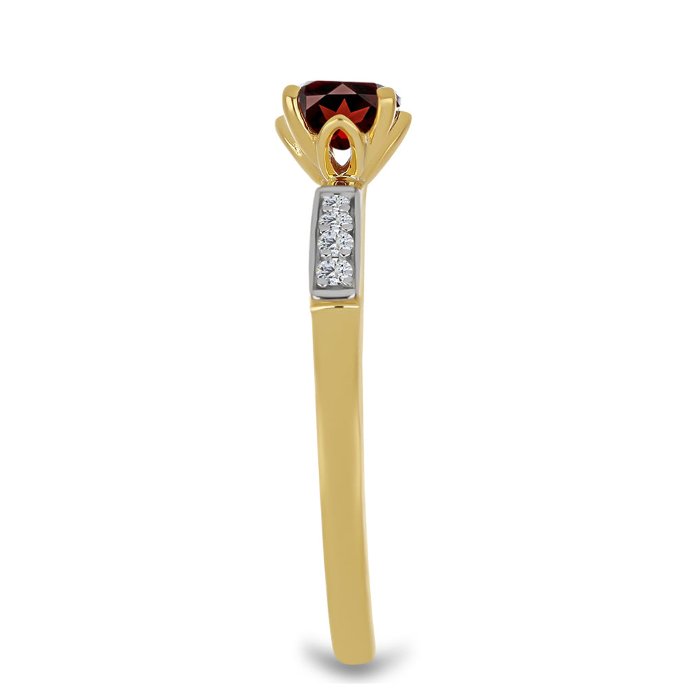 Inel din Argint 925 Placat cu Aur ( 2.1 grame ) cu Granat Barton și Zircon Alb 0.74 Carate 4 