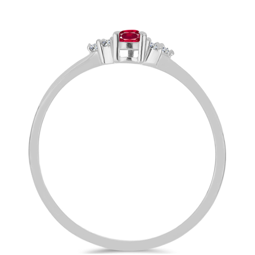 Inel din Argint 925 ( 1.53 grame ) cu Rubin Malagasy și Zircon Alb Natural 0.38 Carate 2 