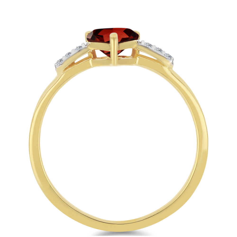 Inel din Argint 925 Placat cu Aur ( 1.49 grame ) cu Granat Barton și Zircon Alb 1.33 Carate 2 