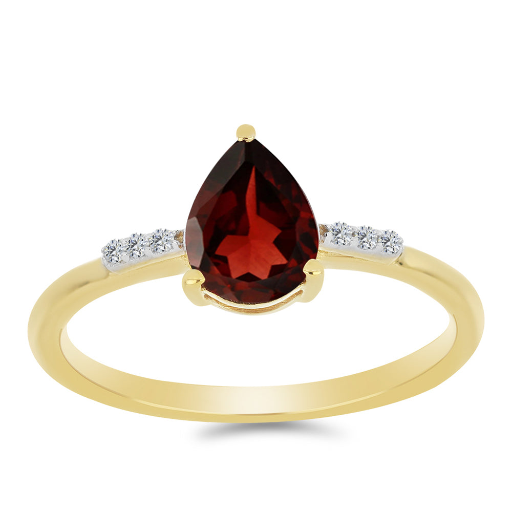 Inel din Argint 925 Placat cu Aur ( 1.49 grame ) cu Granat Barton și Zircon Alb 1.33 Carate