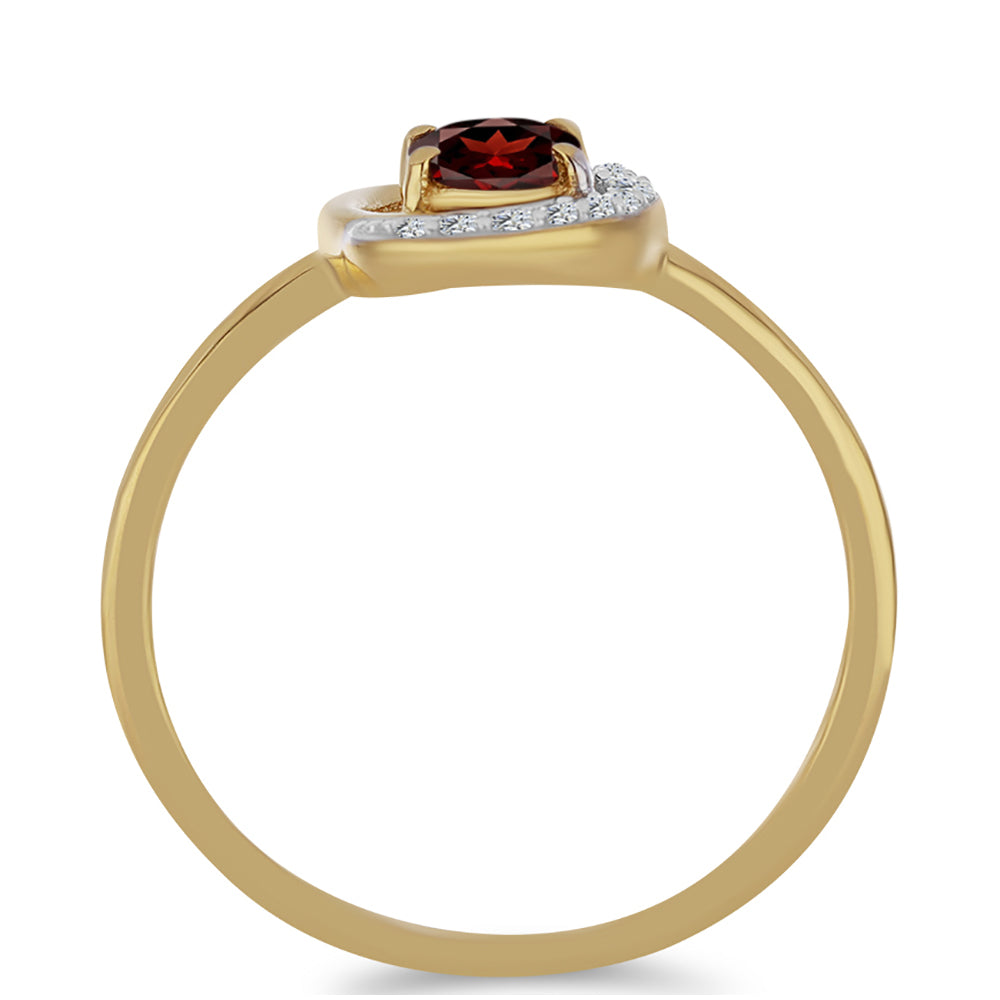 Inel din Argint 925 Placat cu Aur ( 1.8 grame ) cu Granat Barton și Zircon Alb 1.09 Carate 2 