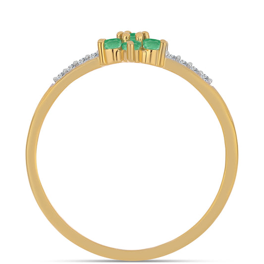 Inel din Argint 925 Placat cu Aur ( 1.47 grame ) cu Smarald Brazilian și Zircon Alb 0.41 Carate