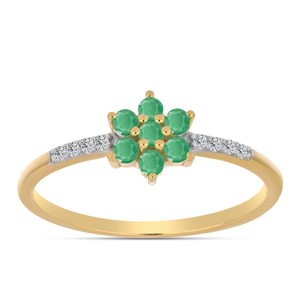 Inel din Argint 925 Placat cu Aur ( 1.47 grame ) cu Smarald Brazilian și Zircon Alb 0.41 Carate 3 