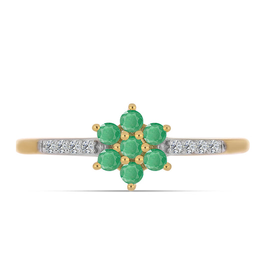 Inel din Argint 925 Placat cu Aur ( 1.44 grame ) cu Smarald Brazilian și Zircon Alb 0.41 Carate