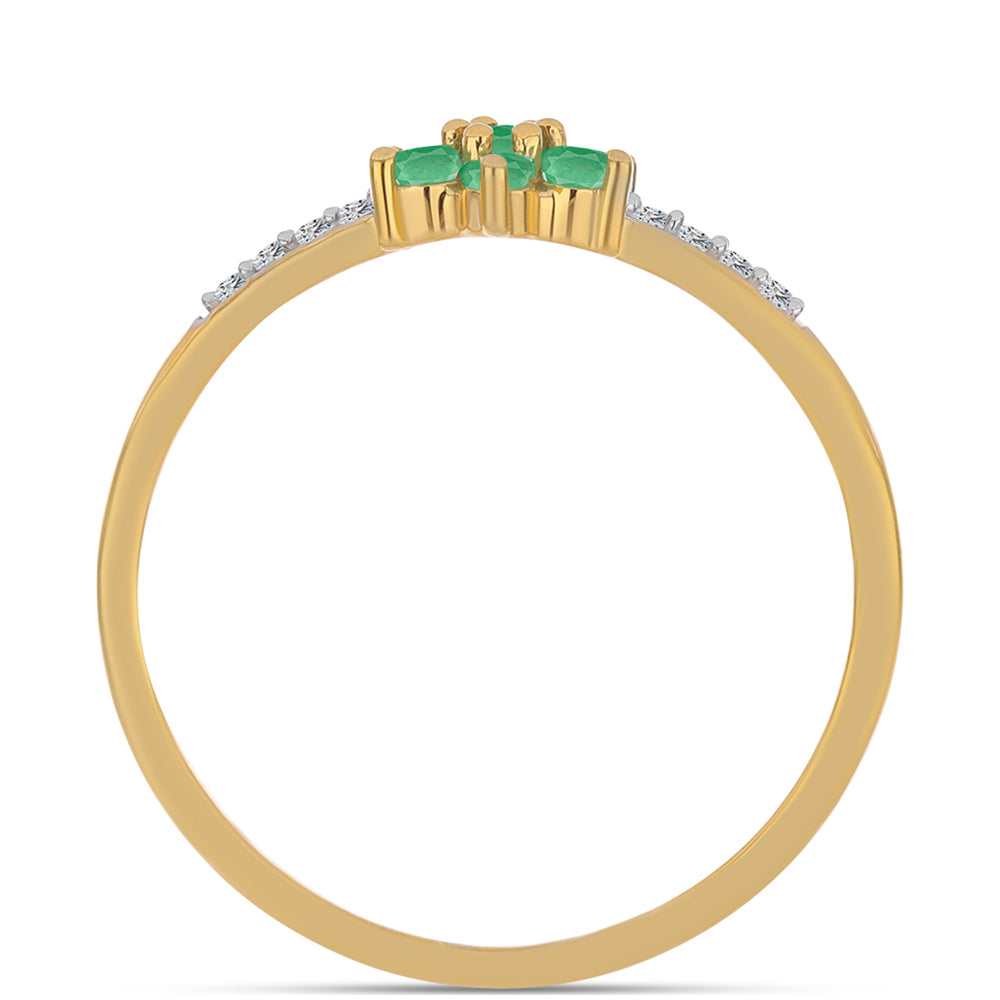 Inel din Argint 925 Placat cu Aur ( 1.44 grame ) cu Smarald Brazilian și Zircon Alb 0.41 Carate 2 
