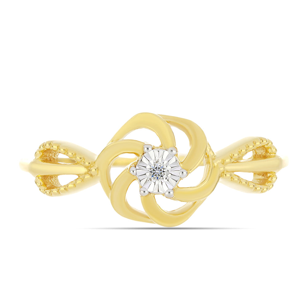 Inel din Argint 925 Placat cu Aur ( 2.04 grame ) cu Diamant Alb 0.01 Carate 1 