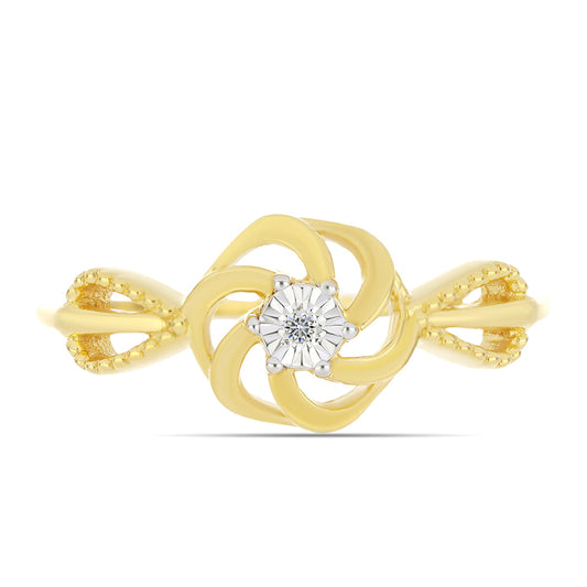 Inel din Argint 925 Placat cu Aur ( 2.04 grame ) cu Diamant Alb 0.01 Carate