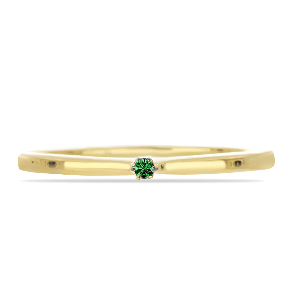 Inel din Argint 925 Placat cu Aur ( 1.45 grame ) cu Diamant Verde 0.02 Carate 1 