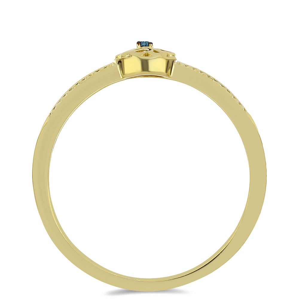 Inel din Argint 925 Placat cu Aur ( 1.96 grame ) cu Diamant Albastru 0.01 Carate