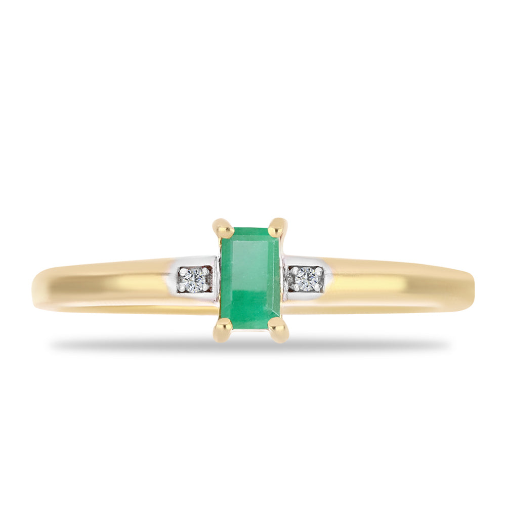 Inel din Argint 925 Placat cu Aur ( 2.04 grame ) cu Smarald Brazilian și Zircon Alb 0.3 Carate