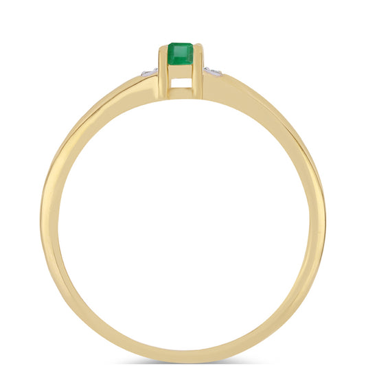 Inel din Argint 925 Placat cu Aur ( 2.04 grame ) cu Smarald Brazilian și Zircon Alb 0.3 Carate