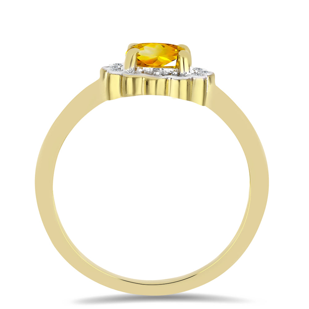 Inel din Argint 925 Placat cu Aur ( 2.19 grame ) cu Citrin Ural și Zircon Alb 1.01 Carate 2 