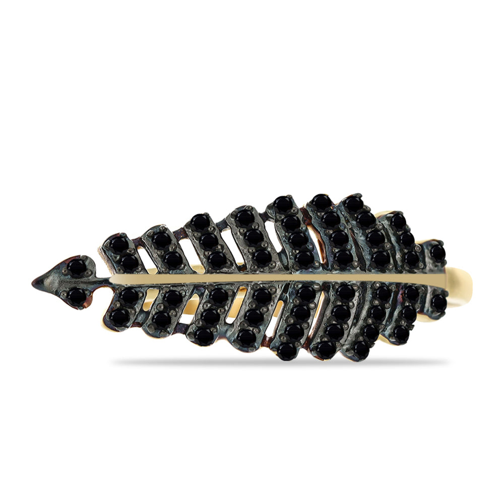 Inel din Argint 925 Placat cu Aur ( 2.8 grame ) cu Spinel Negru Gorno Badakhshan 0.32 Carate 1 