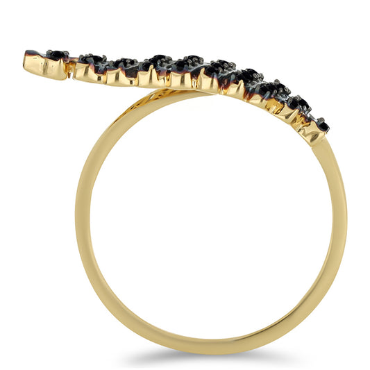 Inel din Argint 925 Placat cu Aur ( 2.8 grame ) cu Spinel Negru Gorno Badakhshan 0.32 Carate