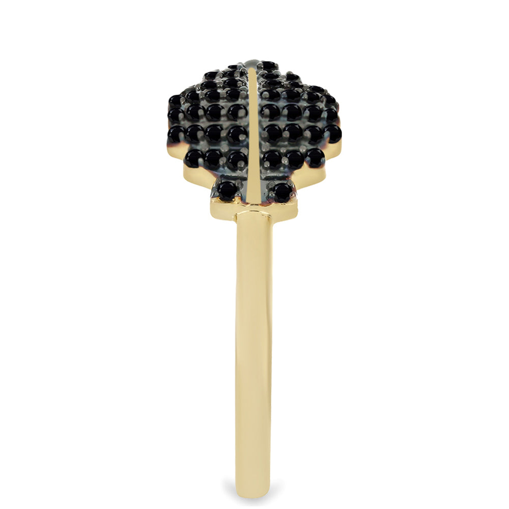 Inel din Argint 925 Placat cu Aur ( 2.8 grame ) cu Spinel Negru Gorno Badakhshan 0.32 Carate 4 