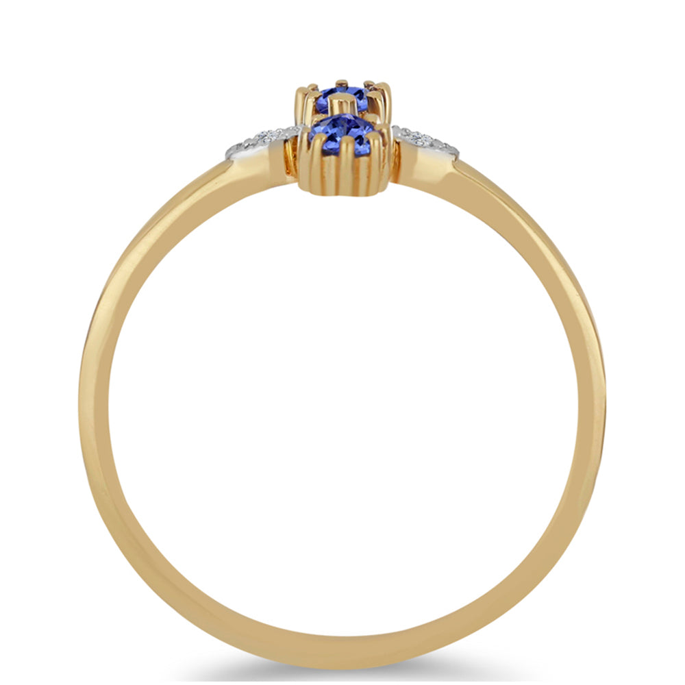 Inel din Argint 925 Placat cu Aur ( 1.89 grame ) cu Tanzanit și Zircon Alb 0.42 Carate 2 