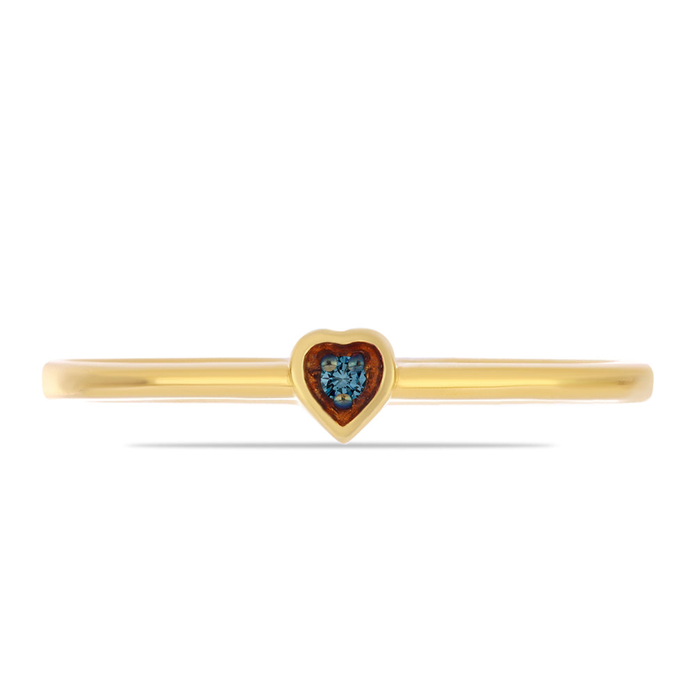 Inel din Argint 925 Placat cu Aur ( 1.45 grame ) cu Diamant Albastru 0.02 Carate 1 