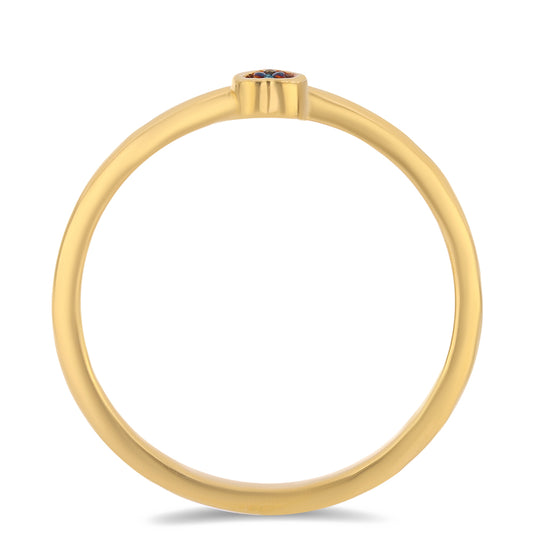 Inel din Argint 925 Placat cu Aur ( 1.45 grame ) cu Diamant Albastru 0.02 Carate