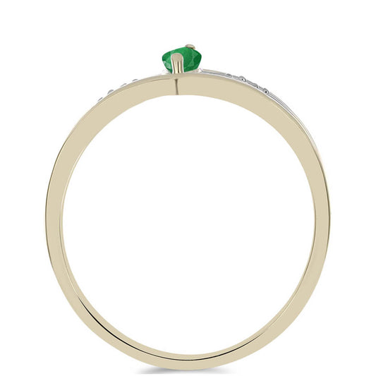 Inel din Argint 925 Placat cu Aur ( 2.69 grame ) cu Smarald Brazilian și Zircon Alb Natural 0.3 Carate