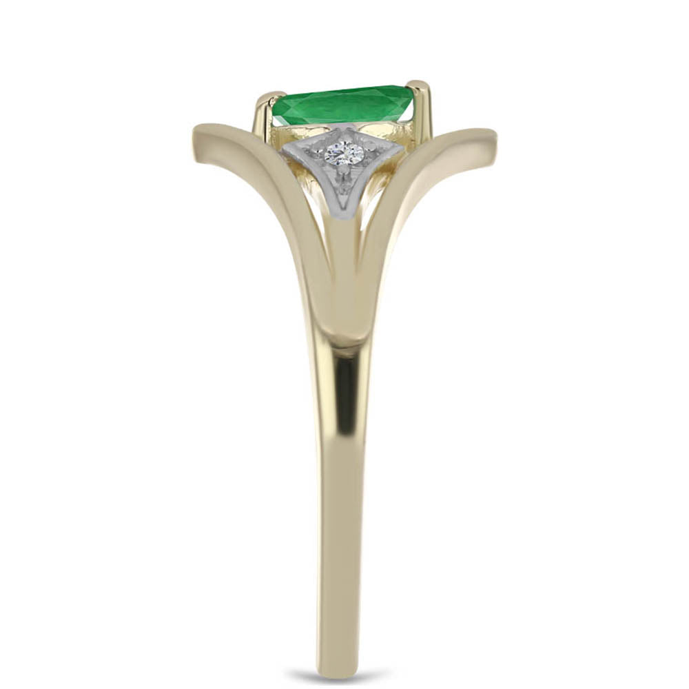 Inel din Argint 925 Placat cu Aur ( 2.55 grame ) cu Smarald Brazilian și Zircon Alb 0.28 Carate