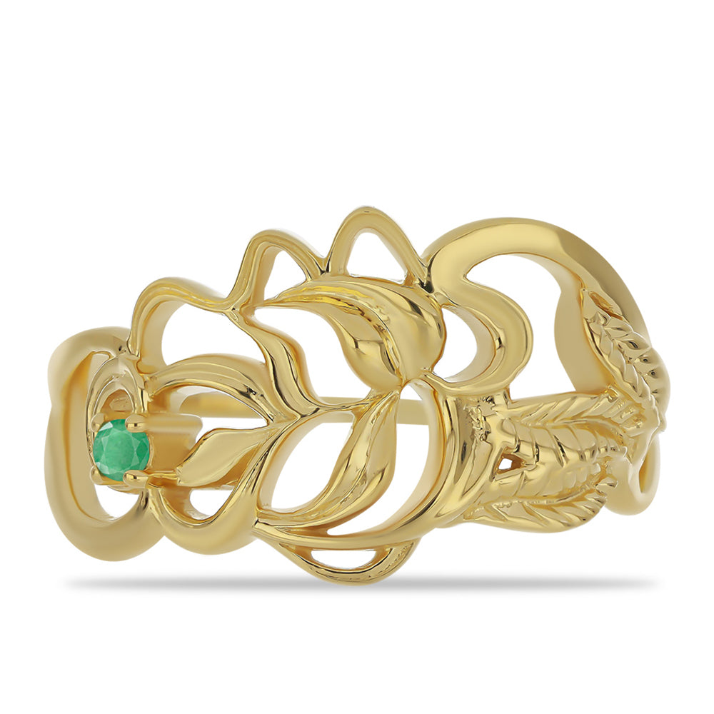 Inel din Argint 925 Placat cu Aur ( 4.01 grame ) cu Smarald Brazilian 0.04 Carate