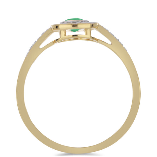 Inel din Argint 925 Placat cu Aur ( 2.14 grame ) cu Smarald Brazilian și Zircon Alb 0.57 Carate