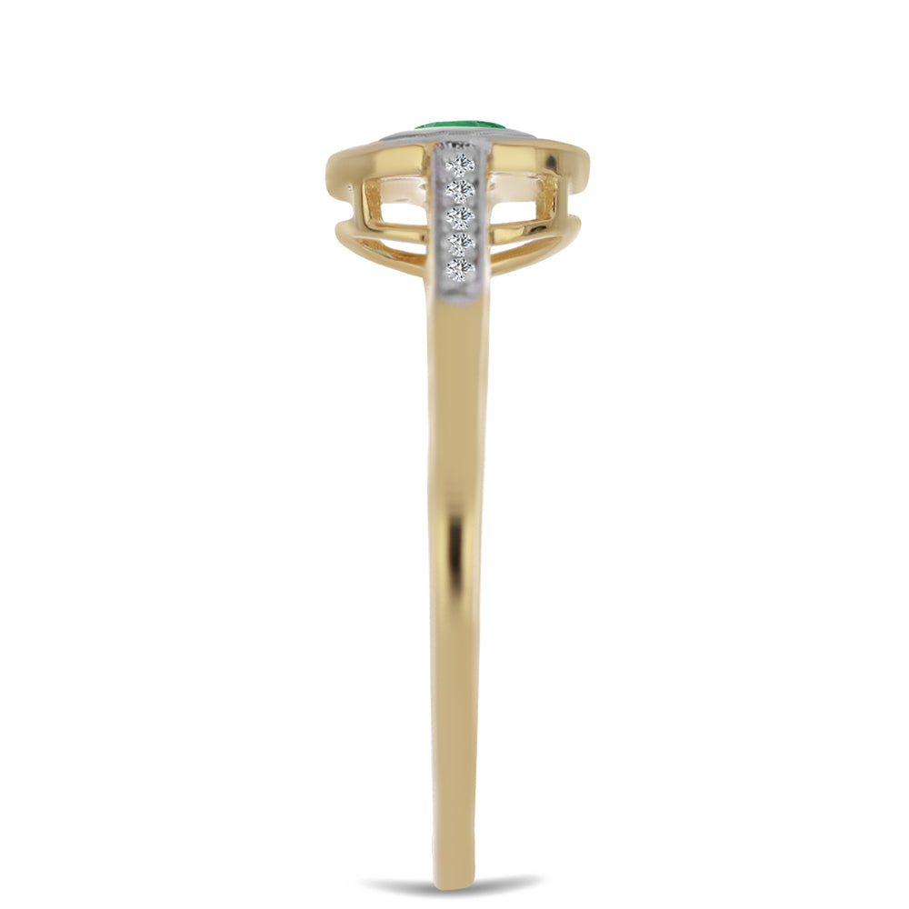 Inel din Argint 925 Placat cu Aur ( 2.14 grame ) cu Smarald Brazilian și Zircon Alb 0.57 Carate 4 