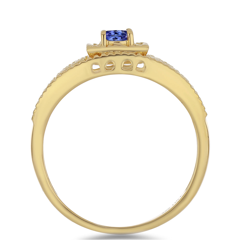 Inel din Argint 925 Placat cu Aur ( 4.43 grame ) cu Tanzanit 0.27 Carate