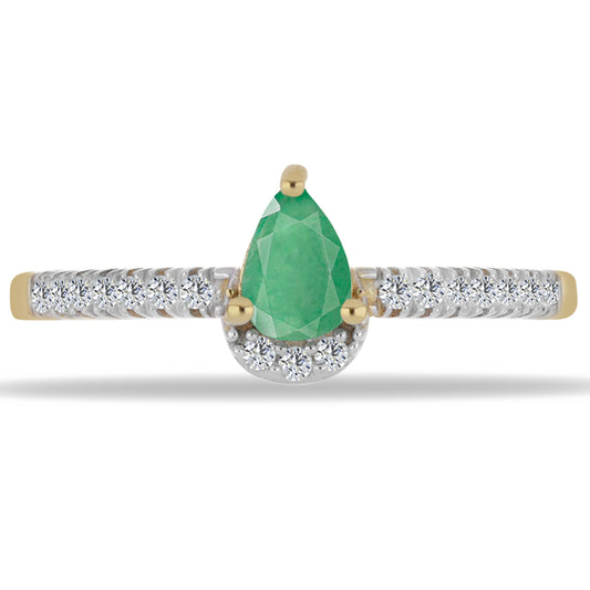 Inel din Argint 925 Placat cu Aur ( 2.07 grame ) cu Smarald Brazilian și Zircon Alb 0.61 Carate