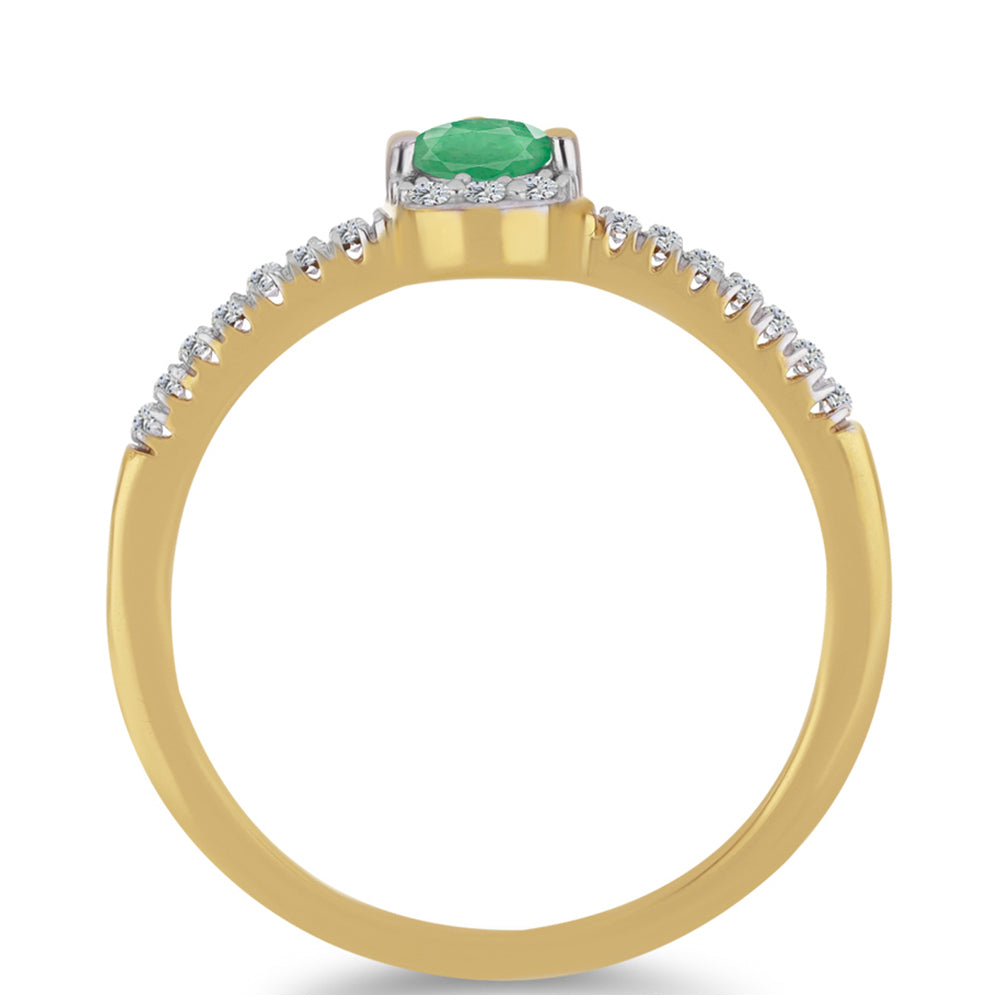 Inel din Argint 925 Placat cu Aur ( 2.07 grame ) cu Smarald Brazilian și Zircon Alb 0.61 Carate 2 