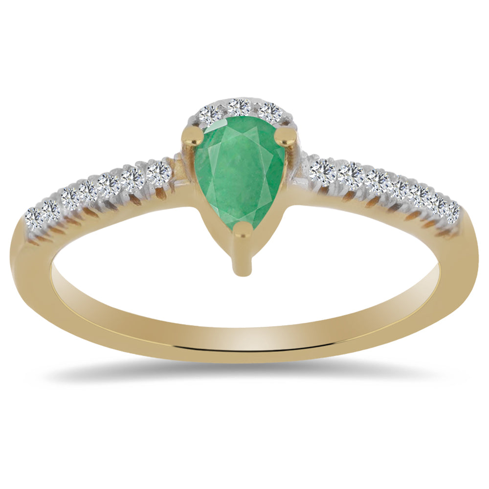 Inel din Argint 925 Placat cu Aur ( 2.07 grame ) cu Smarald Brazilian și Zircon Alb 0.61 Carate 3 