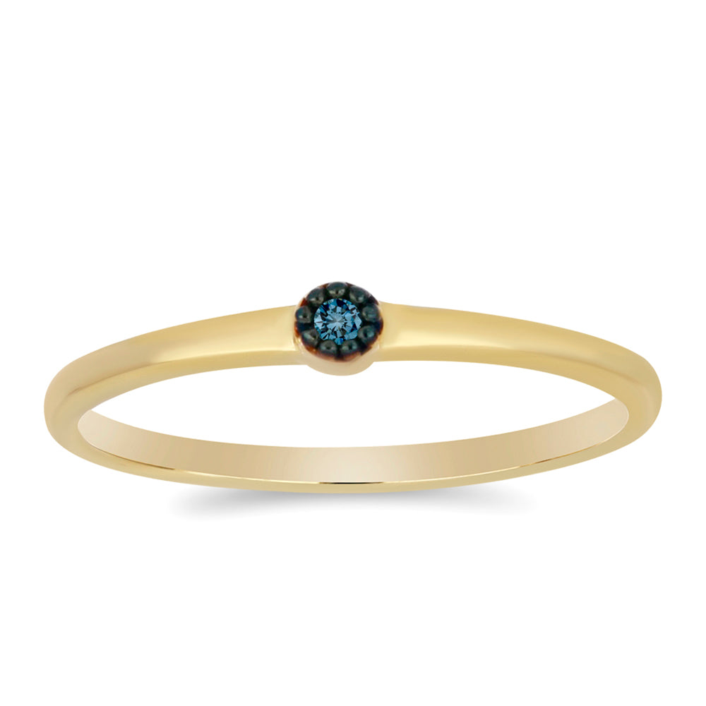 Inel din Argint 925 Placat cu Aur ( 1.64 grame ) cu Diamant Albastru 0.03 Carate 3 