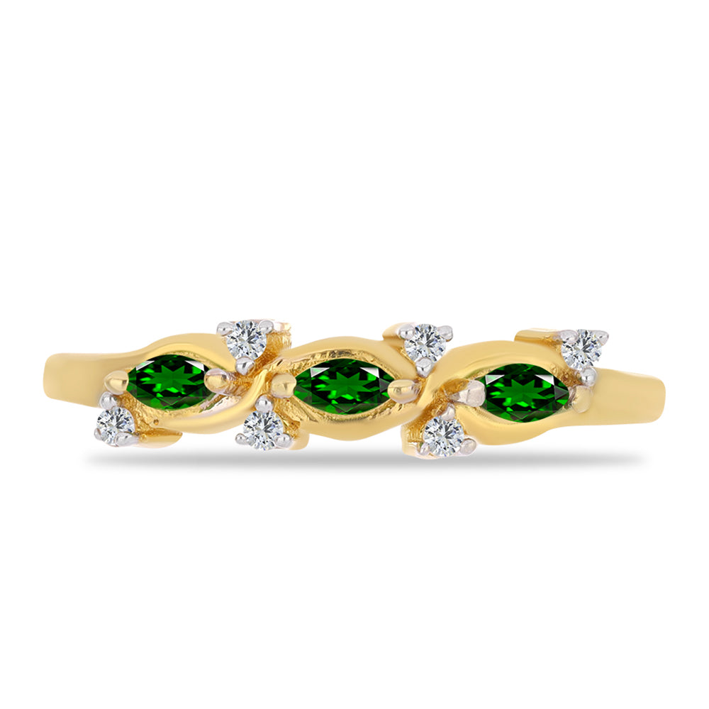 Inel din Argint 925 Placat cu Aur ( 2.18 grame ) cu Cromdiopsid și Zircon Alb 0.48 Carate 1 