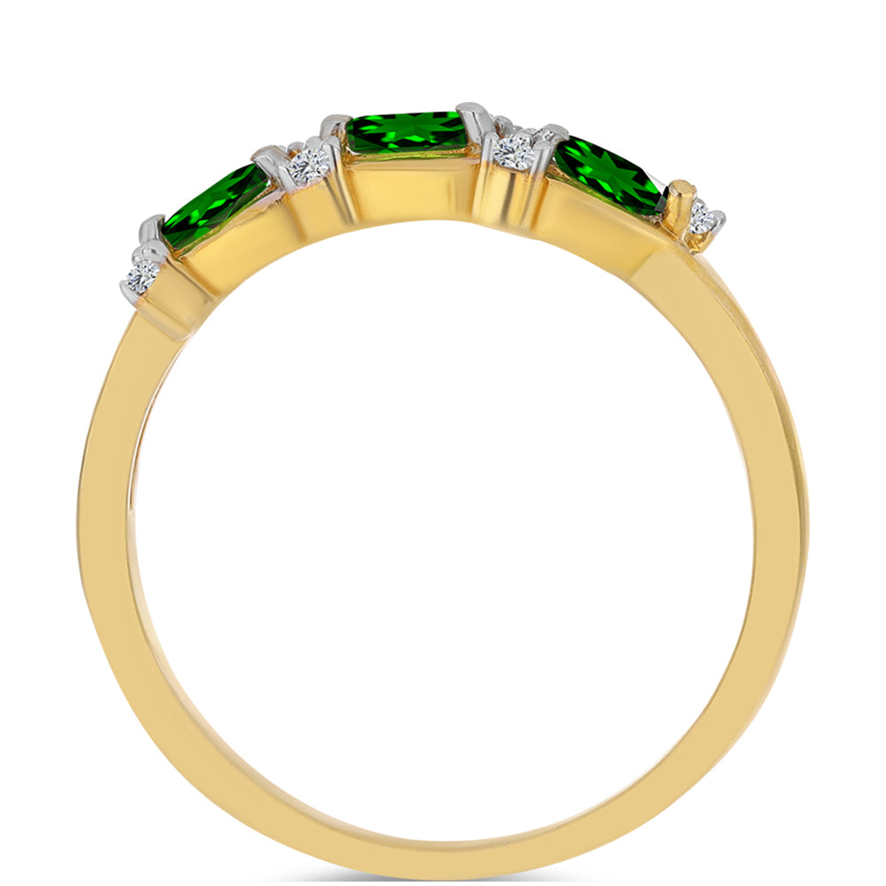 Inel din Argint 925 Placat cu Aur ( 2.18 grame ) cu Cromdiopsid și Zircon Alb 0.48 Carate