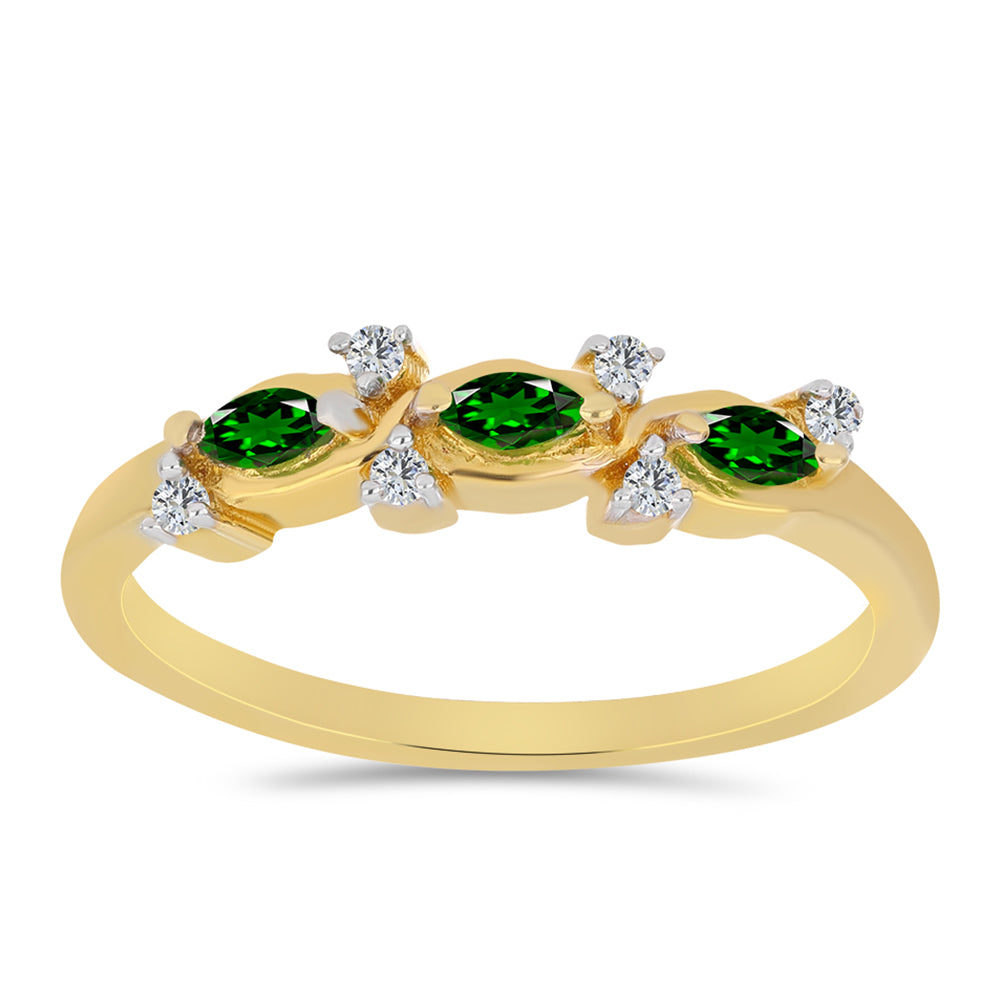 Inel din Argint 925 Placat cu Aur ( 2.18 grame ) cu Cromdiopsid și Zircon Alb 0.48 Carate
