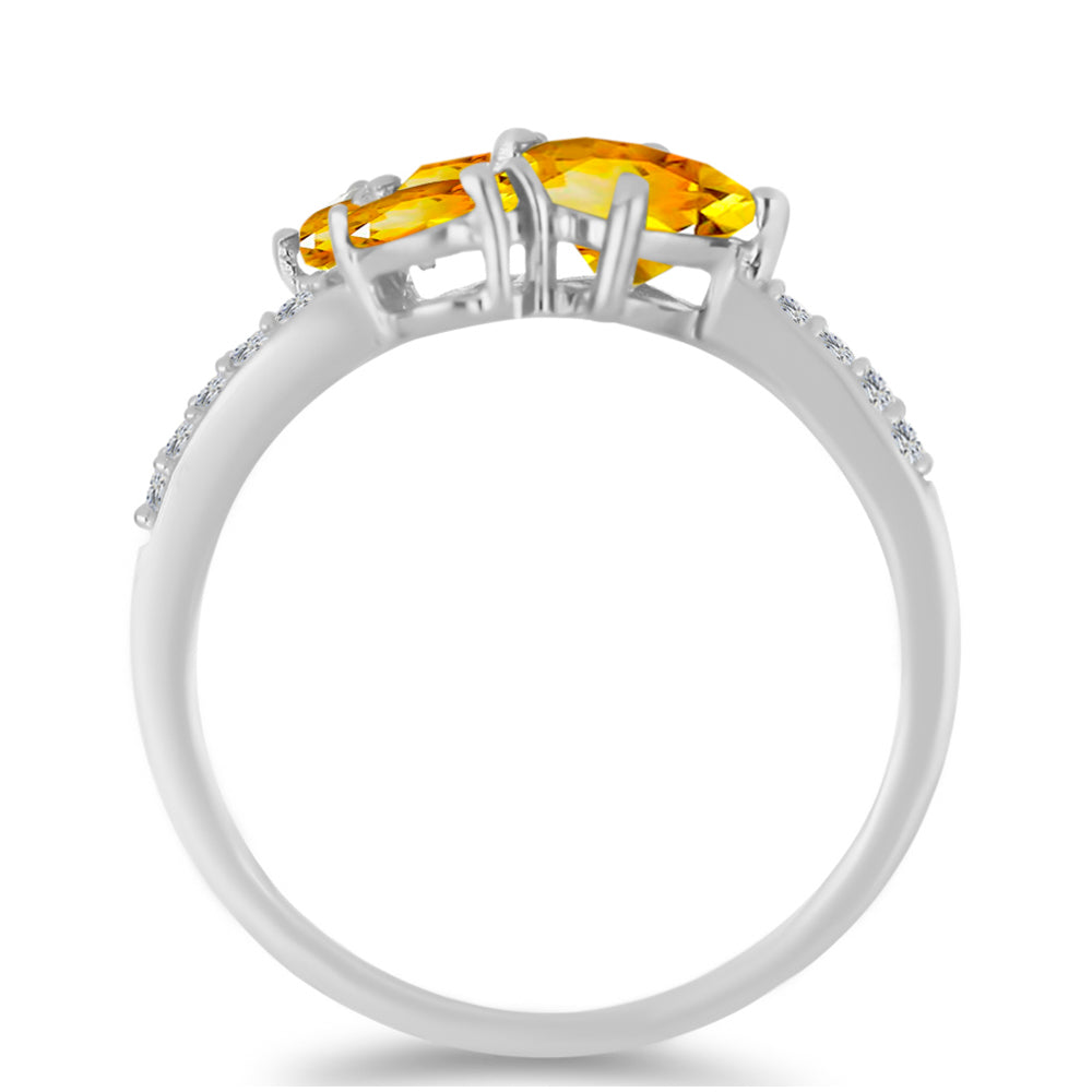 Inel din Argint 925 ( 2.54 grame ) cu Citrin Ural și Topaz Alb 1.61 Carate 2 