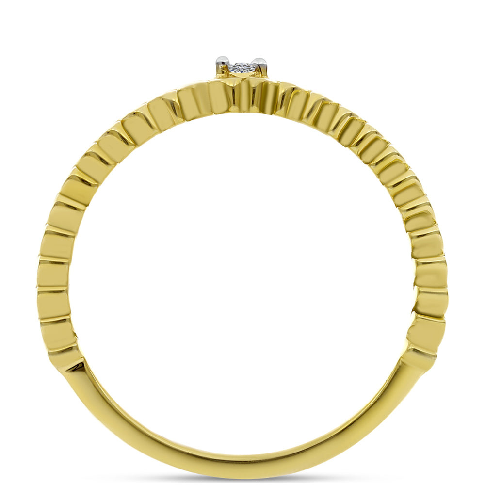 Inel din Argint 925 Placat cu Aur ( 3.02 grame ) cu Diamant Alb 0.02 Carate