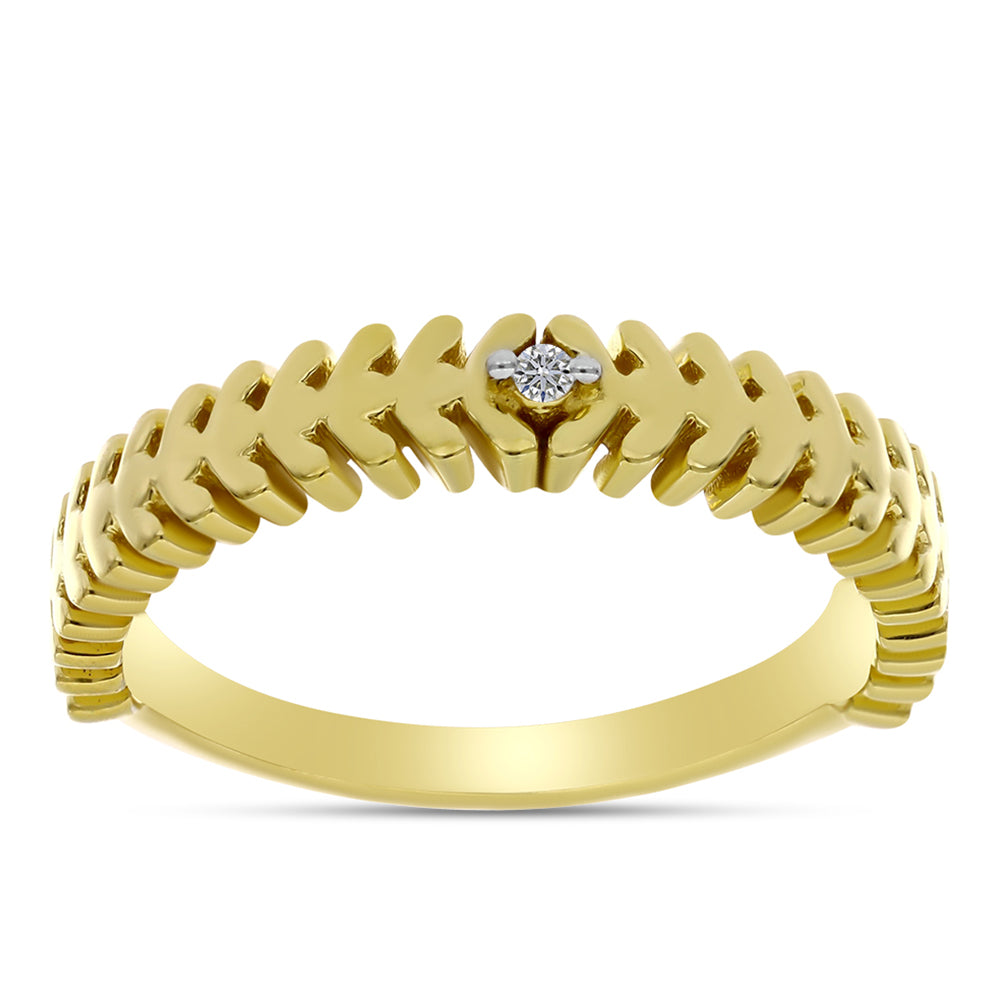 Inel din Argint 925 Placat cu Aur ( 3.02 grame ) cu Diamant Alb 0.02 Carate 3 