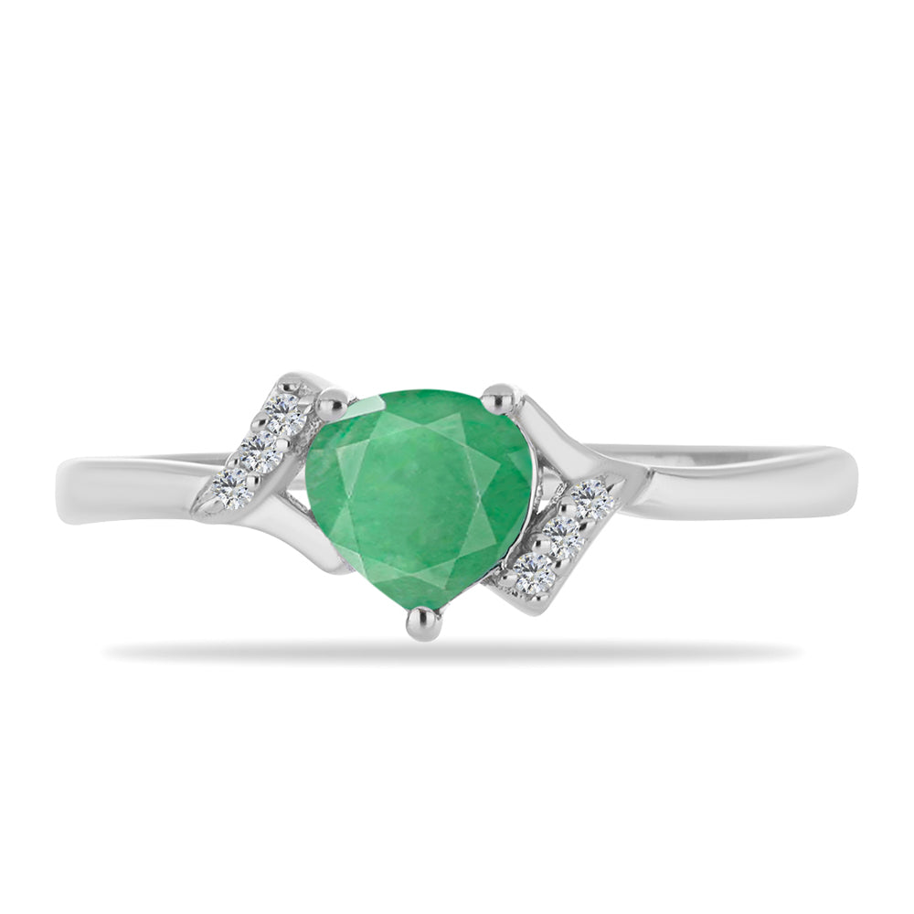 Inel din Argint 925 ( 2.04 grame ) cu Smarald Brazilian și Zircon Alb 0.7 Carate