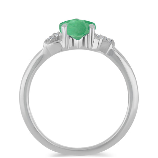 Inel din Argint 925 ( 2.04 grame ) cu Smarald Brazilian și Zircon Alb 0.7 Carate