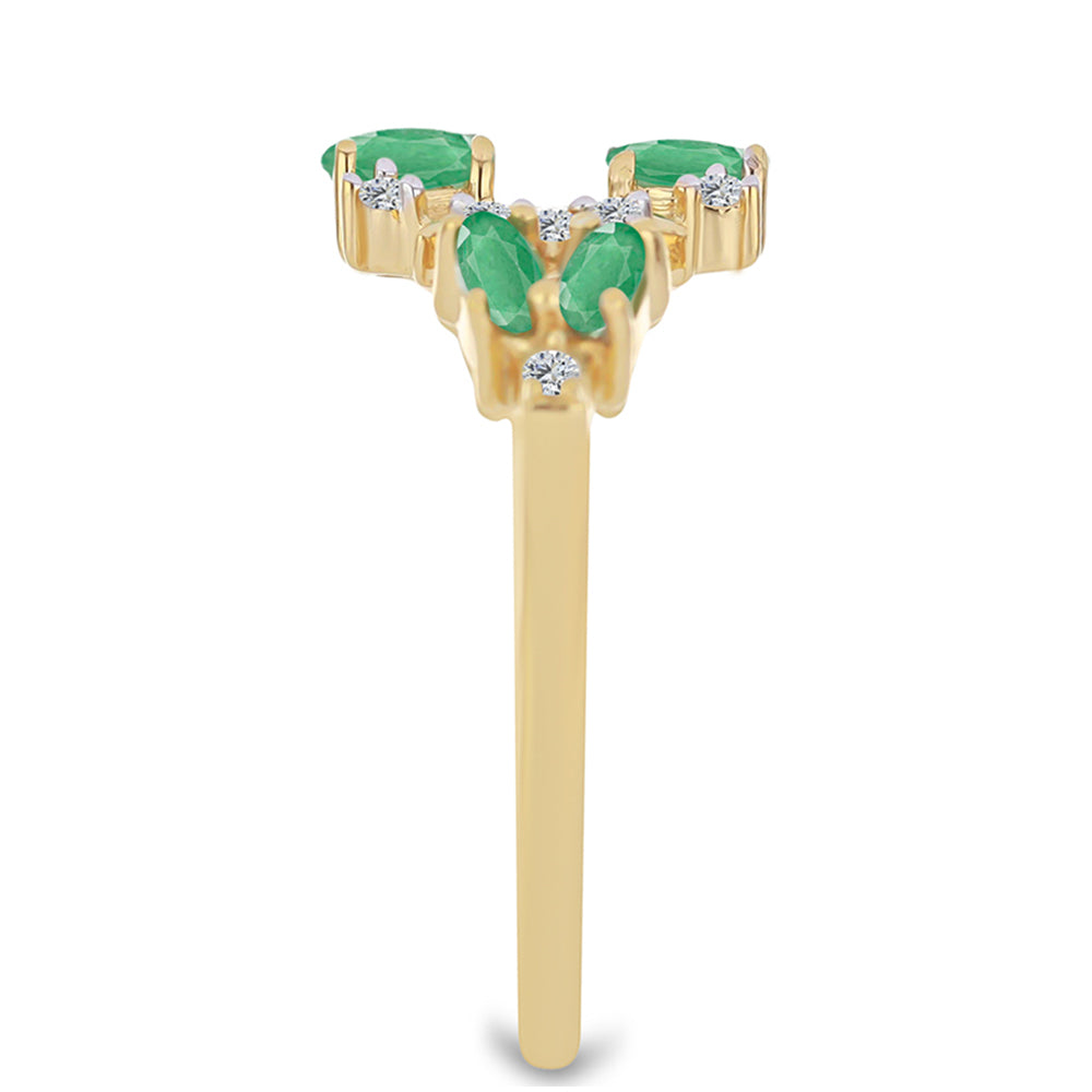 Inel din Argint 925 Placat cu Aur ( 2.33 grame ) cu Smarald Brazilian și Zircon Alb 0.62 Carate 4 