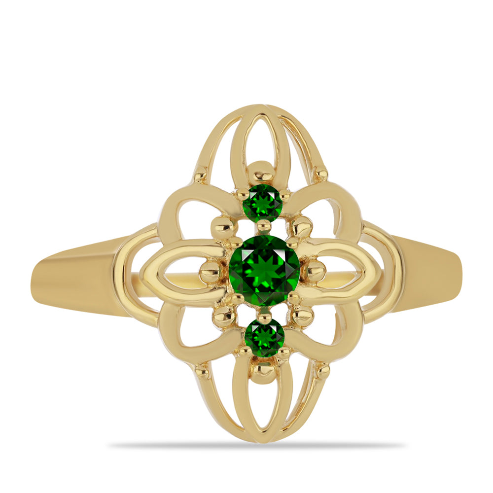 Inel din Argint 925 Placat cu Aur ( 3.06 grame ) cu Cromdiopsid 0.34 Carate 1 